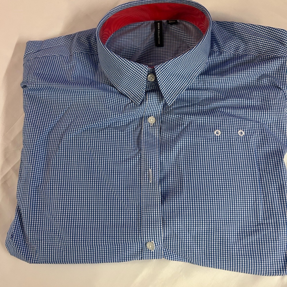 Classic Blue Gingham Button Down Shirt